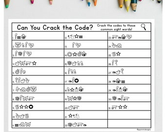 CRACK THE CODE Sight Word Practice Printable Kids Home School Worksheet  Outdoor Theme Snap Words Reading and Writing Practice 