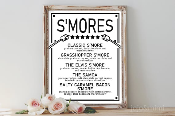 CUSTOM 'S'MORES MENU' Printable Sign Printable - Etsy