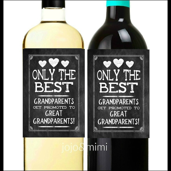 INSTANT Wine 'Only the BEST Grandparents get promoted to GREAT grandparents' Printable Wine Label Instant Wine Gift Announcement