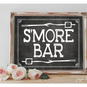 Instant 'S'MORE BAR' Printable 8x10, 11x14 Sign Chalkboard Printable Party Wedding OR Event Party Sign S'more Table image 1