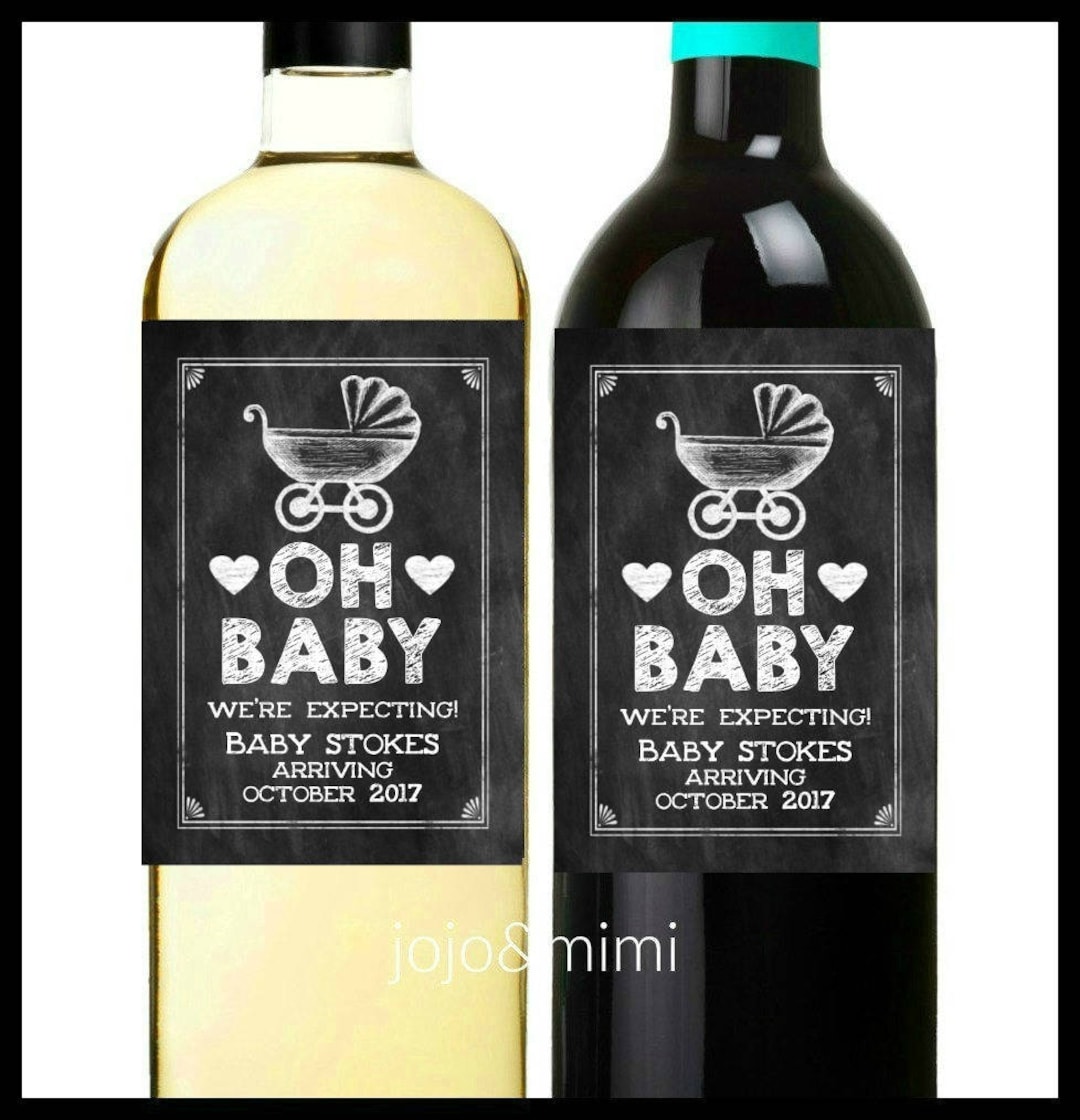 PERSONALIZED Wine Label 'OH BABY We're Expecting' Printable Wine Label