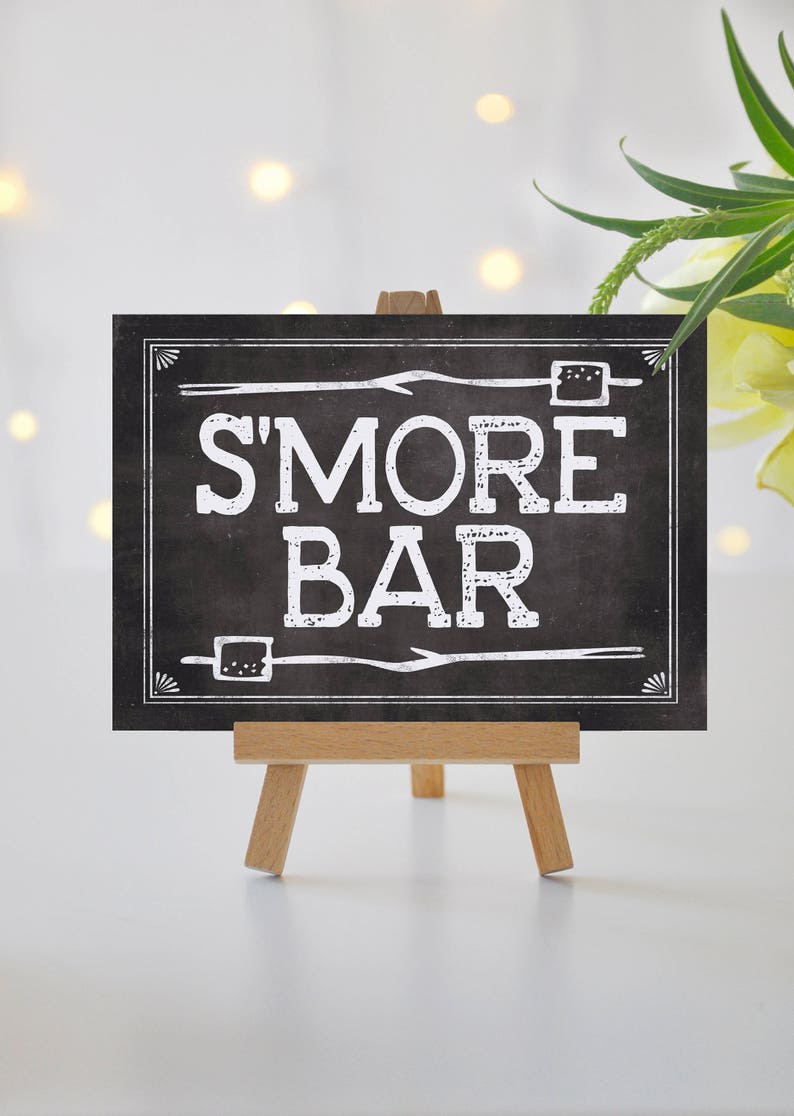 Instant 'S'MORE BAR' Printable 8x10, 11x14 Sign Chalkboard Printable Party Wedding OR Event Party Sign S'more Table image 2