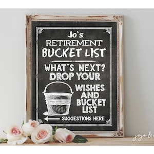 Personalisierte Ruhestand Bucket List Printable Ruhestand Party Chalkboard Wünsche und Vorschläge unterzeichnen Größenoptionen