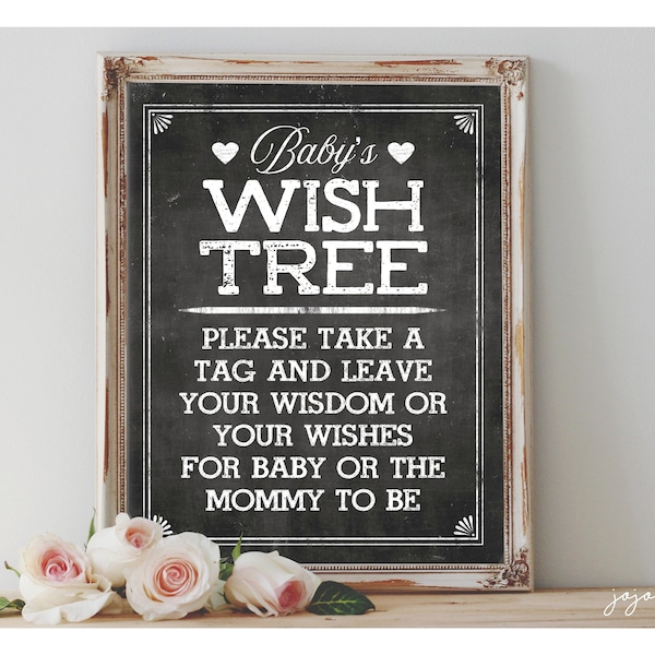 Instant 'BABY'S WISH TREE' Printable 8x10, 11x14 Sign Baby Shower Printable Wisdom and Wish Tree Chalkboard Sign Baby Shower