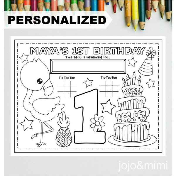Flamingo Happy Birthday Coloring - Etsy