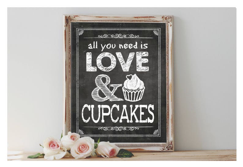 Instant 'all You Need IS LOVE and CUPCAKES' Printable Etsy