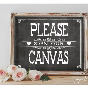Instantané « Veuillez signer notre toile » Imprimable pour fête de mariage OU événement Tableau rustique imprimable Signe livre d&#39;or Alternative 3 options de taille