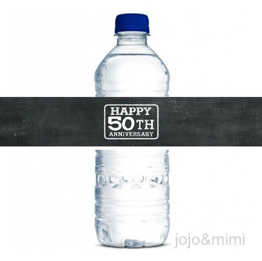 Instant 'HAPPY 50TH ANNIVERSARY' Printable Water Bottle Label ...