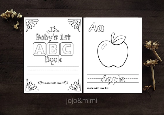 Instant 'Baby's First Alphabet Book' Printable Coloring Sheets Alphabet Book with Pictures DIY ABC Book Baby Shower Game 1st Birthday Ideas