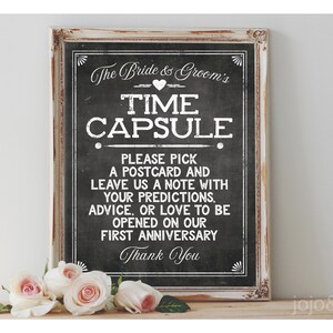 Instant TIME CAPSULE Printable Bride and Groom First Anniversary Capsule Sign Chalkboard Wedding Sign Time Capsule Printable Wedding