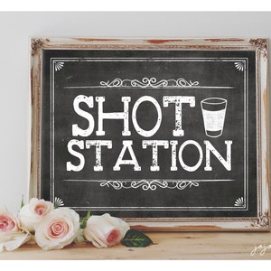 Instant 'SHOT STATION' afdrukbare 5 x 7 8 x 10 11 x 14 teken bruiloft bar partij afdrukbare schoolbord schot tabel afdrukbaar bord