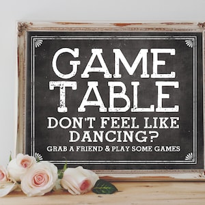 すぐに使える「ゲームテーブル」印刷可能なイベントサイン 結婚式用印刷可能なゲームテーブル黒板 サイズオプション