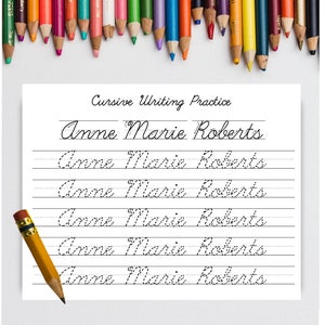 Personalized Cursive Writing Practice Worksheet Printable Script Name Tracing Hand Writing Practice Homeschool Writing Worksheet