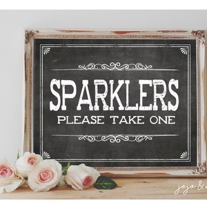 Instant &#39;SPARKLERS please take one&#39; Printable 8x10 Event Sign Wedding Sparkler Sendoff Party Printable Chalkboard