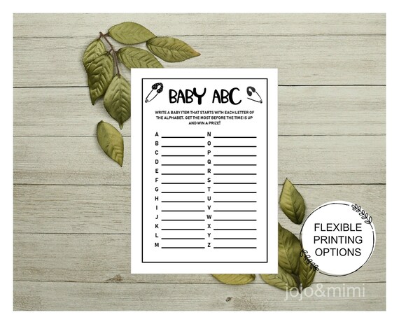 Instant BABY ABC Printable Baby Shower Game Alphabet Baby - Etsy