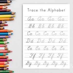 Cursive Writing Practice Worksheet Alphabet A - Z Printable Script Tracing Handwriting Practice Sheets Cursive Writing Worksheets