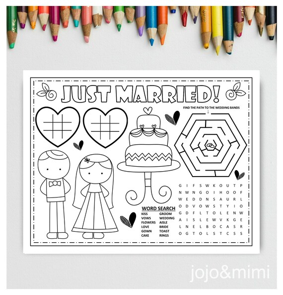 WEDDING Printable Placemat Wedding Day Activity Kids Activity - Etsy