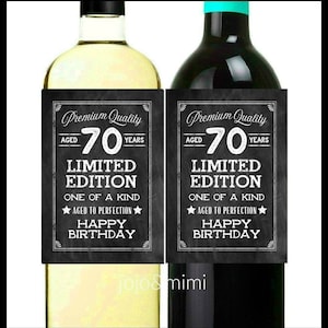 INSTANT 'AGED 70 YEARS' Limited Edition Aged to Perfection Happy Birthday Printable Wine Label or Tag Milestone Birthday Gift