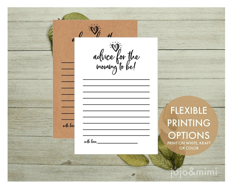 ADVICE for the Mommy to Be Printable Baby Shower Advice Card - Etsy