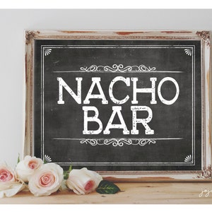 Instant &#39;NACHO BAR&#39; Printable Sign Chalkboard Printable Party Nacho Bar Fiesta Decor Size Options