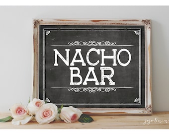 Instant 'NACHO BAR' Printable Sign Chalkboard Printable Party Nacho Bar Fiesta Decor Size Options