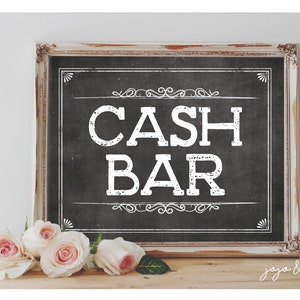 Instantané « CASH BAR » imprimable événement mariage baby shower party imprimable bar signe tableau noir options de taille