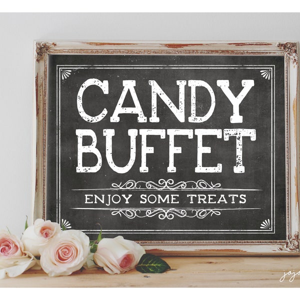 Instant 'CANDY BUFFET enjoy some treats' Printable 8x10, 11x14 Sign Chalkboard Printable Party Decor Dessert Candy Bag Buffet Table