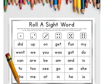 Sight Word Dice Game Printable Sight Word Practice Learn to Read Sight Words Writing Practice Home School Worksheet Die Game Color and Write