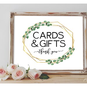 Instant 'CARDS AND GIFTS' thank you Printable Event Sign Wedding Baby Shower Party Printable Simplistic Design Size Options