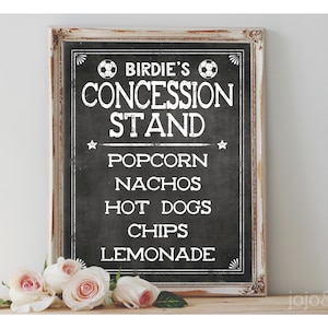 Custom 'CONCESSION STAND' Printable Sign Chalkboard Printable Party Decor Sports Theme SOCCER Party Printable Menu Decoration