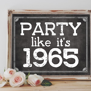 Instant &#39;Party like it&#39;s 1965&#39; Printable 60th Birthday Party Sign Party Printable Chalkboard Vintage Party Decoration