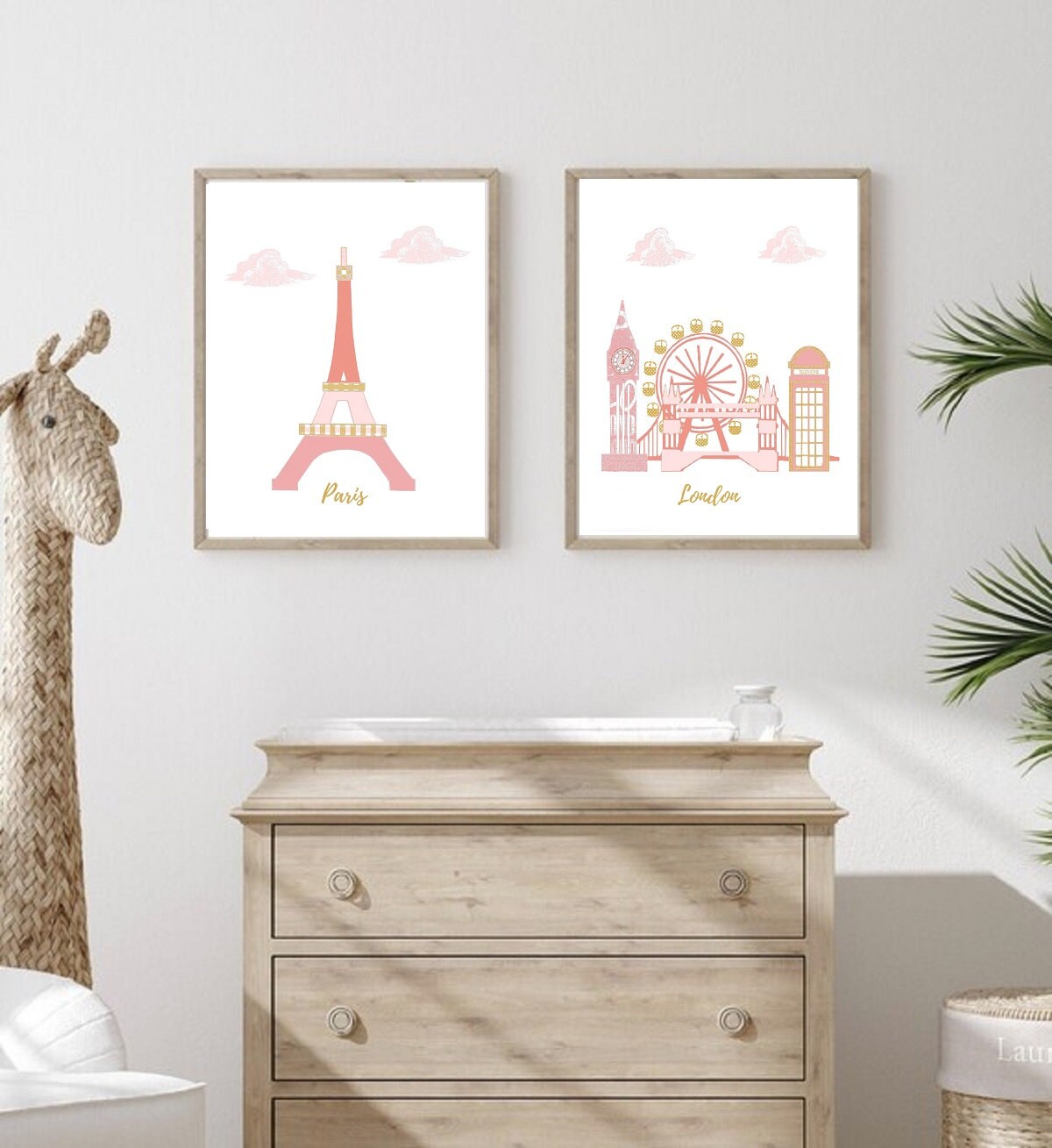 724, Art Mural de La Crèche, Impression d'art Pour Bébé, Crèche Voyage, Monuments, France, Angleterr