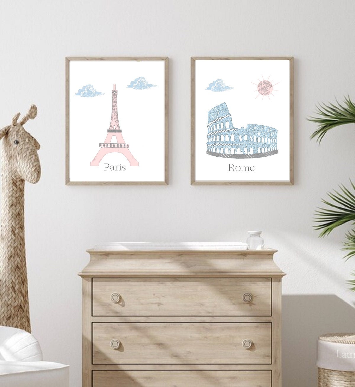 150, Décoration Murale de Crèche, Impression d'art Pour Bébé, Crèche à Thème Voyage, Couleurs Pastel