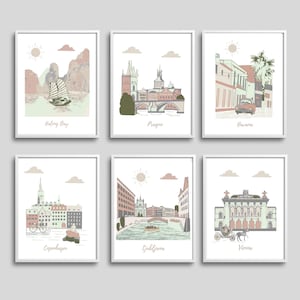 Nursery wall art,travel theme nursery,neutral nursert,terracotta,beige,gray,green