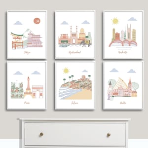 Nursery wall art,Baby art print,nursery wall art,travel theme nursery,Tokyo,Hyderabad,Nashville,Paris,Tulum,Dublin
