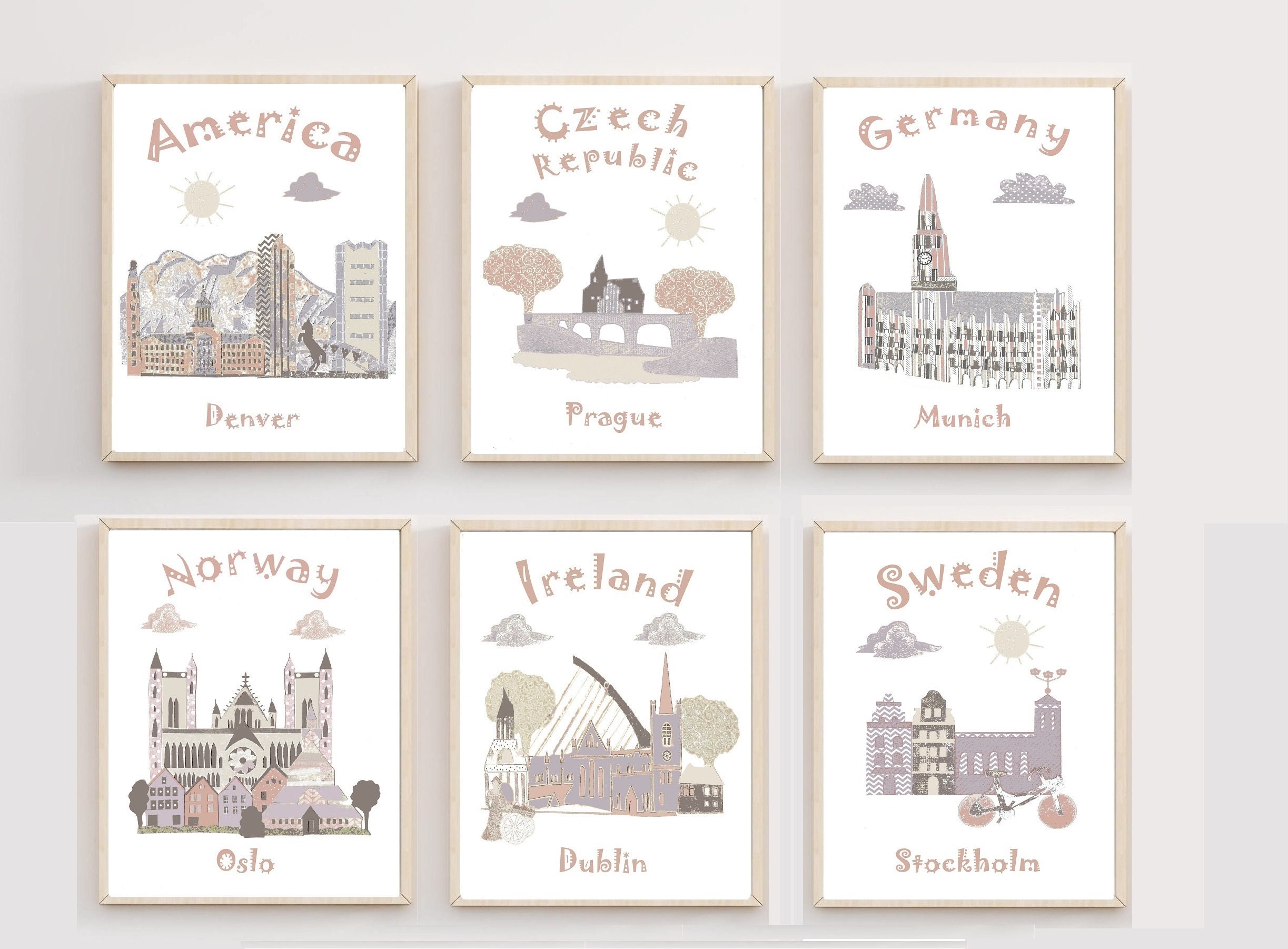 134, Art Mural de Crèche, Impression d'art Pour Bébé, Pouponnière Voyagepurple, Marron, Beige, Norvè