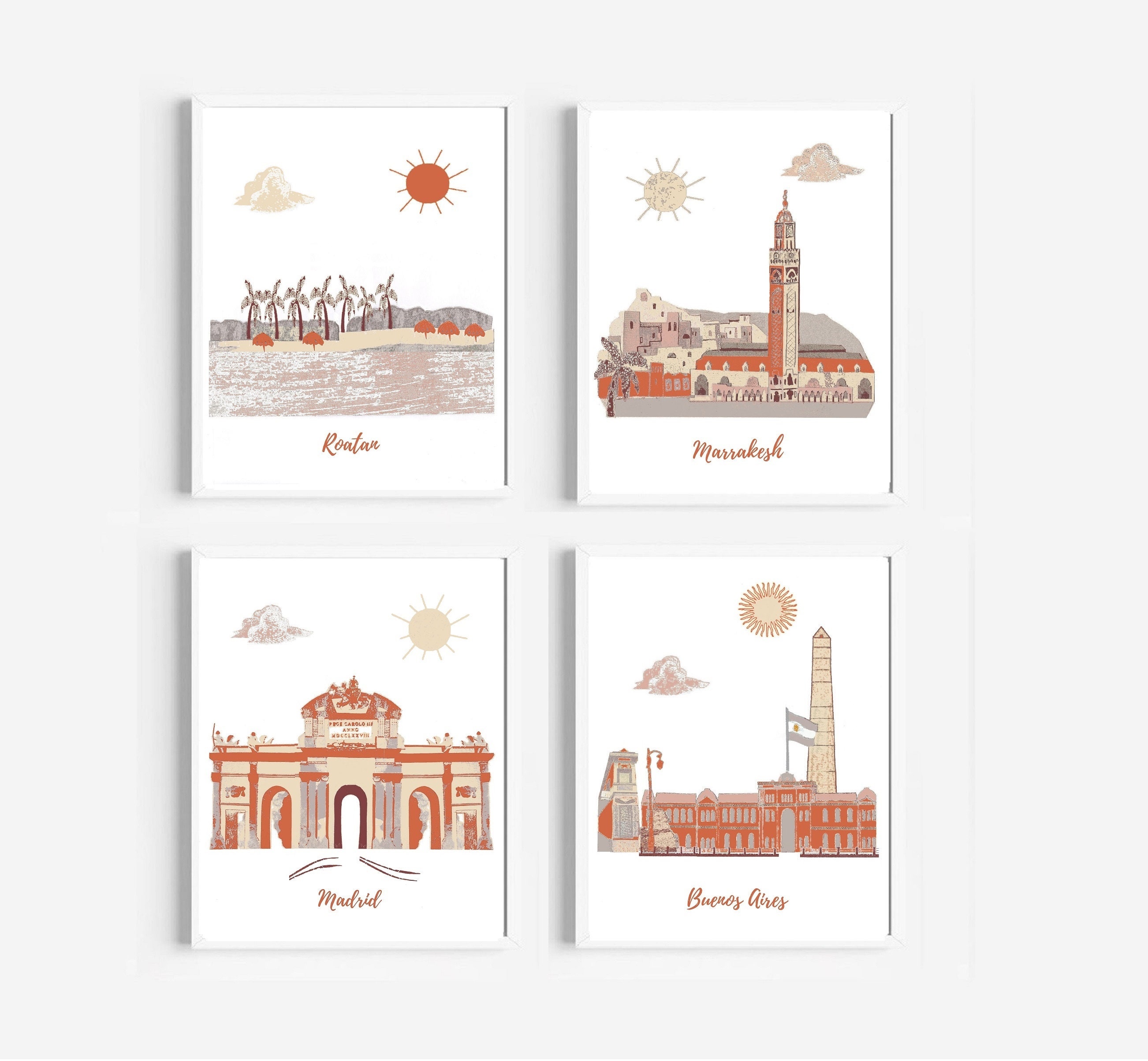 51 Art Mural de La Crèche, Impression d'art Pour Bébé, Crèche à Thème Voyage, Espagne, Maroc, Argent