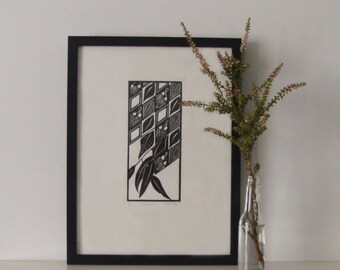 Gumleaves 2010 - Linoprint, original artwork.