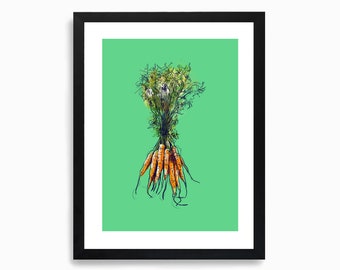 Carrots Veggie Vegetables Vegan Art Giclee Illustration - A4 Print