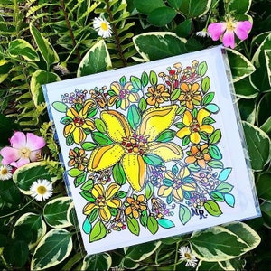 Handpainted Flower Gift Card / Artwork