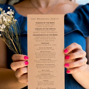Rustikales Hochzeitsprogramm: Burlap Kraft Ceremony,Order of Service (Printed)