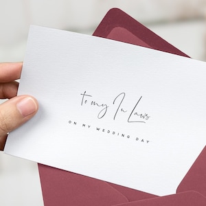 Cartes délicates à mes beaux-parents le jour de mon mariage, cartes souvenirs, carte de remerciement de mariage, lot de cartes de mariage, carte de correspondance de mariage