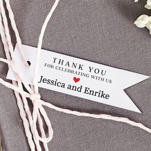 Etichette per bomboniere di ringraziamento per matrimoni, etichette per bomboniere con bandiera e cuore rosso per bomboniere, borse, scatole, bomboniere di compleanno-stampate, piccole, medie, grandi