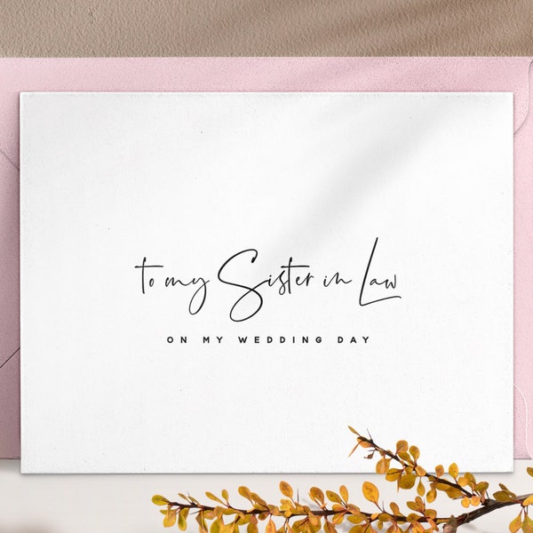 To my Sister-in-Law on my Wedding Day Dainty Cards, Keepsake Note Cards, Wedding Thank You Card, Wedding Day Card Set, Wedding Note Card