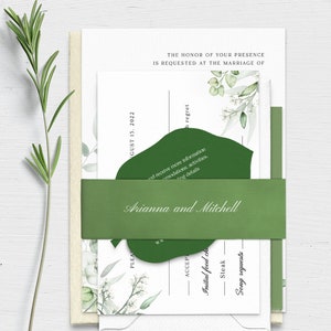 Elegant Wedding Greenery Invitation Suite, Wedding RSVP & Detail Card Invite Set, Custom Enclosure Invitation Set, Full Wedding Invite Set