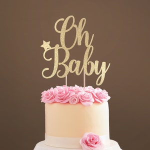 Oh Baby Tortendeko, Babyparty-Dekoration, Willkommens-Baby-Tortendekoration, neues Baby Gold Glitter Partydekoration, Gold-Kuchendekoration, Silber