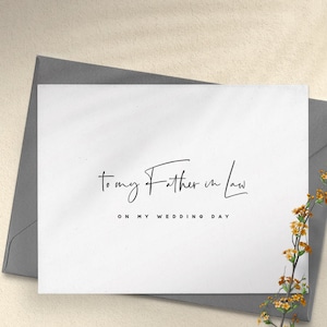 À mon beau-père le jour de mon mariage Cartes délicates, Cartes souvenir, Carte de remerciement de mariage, Ensemble de cartes de mariage, Carte de correspondance de mariage