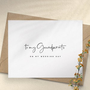 Para mis abuelos en el día de mi boda Tarjetas delicadas, tarjetas de notas de recuerdo, tarjeta de agradecimiento de boda, juego de tarjetas para el día de la boda, tarjeta de notas de boda