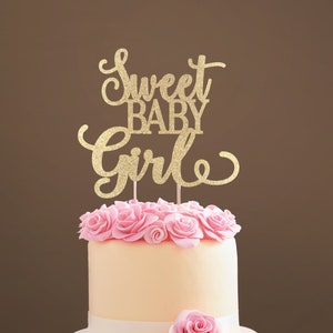 Baby Girl Topper, Süßes Baby Girl Cake Topper, Willkommen Baby Topper, Baby Shower Cake Topper, Gold Glitter, Silver Glitter, New Baby Ankunft