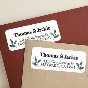 Holiday Address Labels with Christmas Mistletoe, Personalized Winter Return Address Labels Stickers for Her, Family, Couples, Wedding